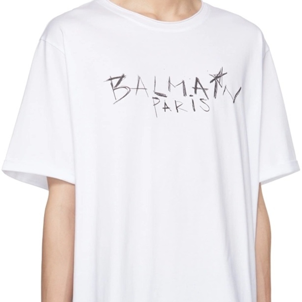 Balmain White Graffiti T-Shirt